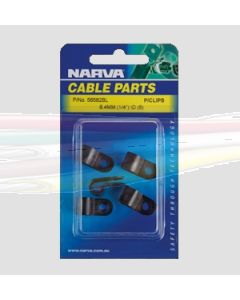Narva 56582BL Nylon Black Cable Clamps (P-Clips) - 6.4mm (Blister Pack of 5)